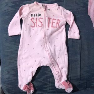 Just one you girls 3 month old little sister pink lady bug footed onesie